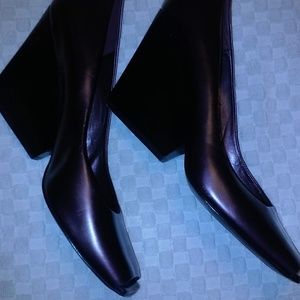 Nine West Wedge Leather Peep Toes, sz 8